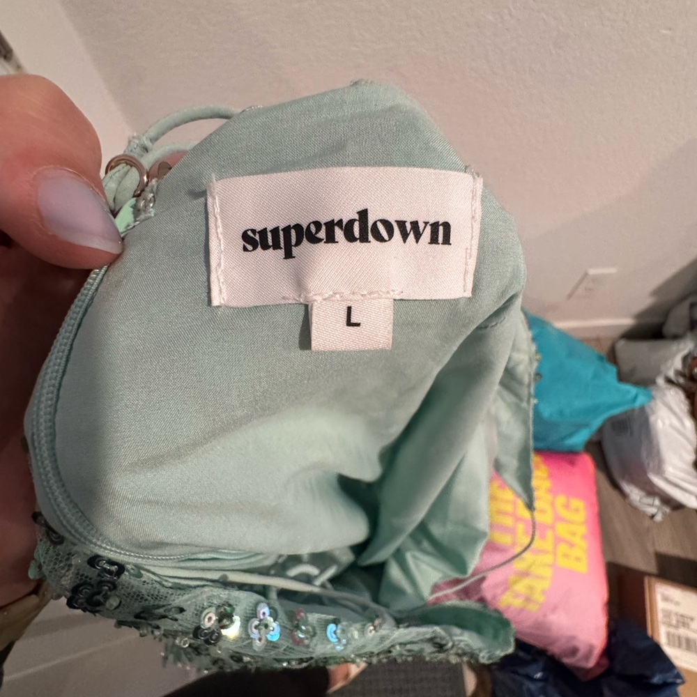 Superdown Light Green Sequin Top - image 3